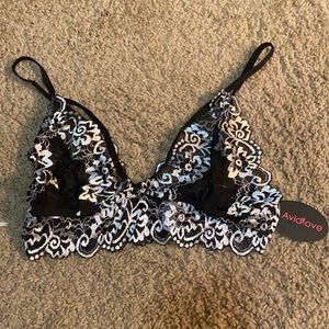 Black and white lace bralette